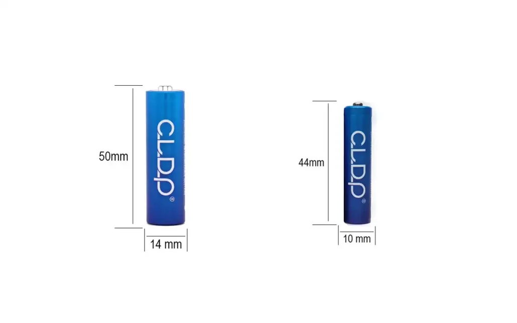 AA and AAA zinc nickel rechargeable batteries have different sizes